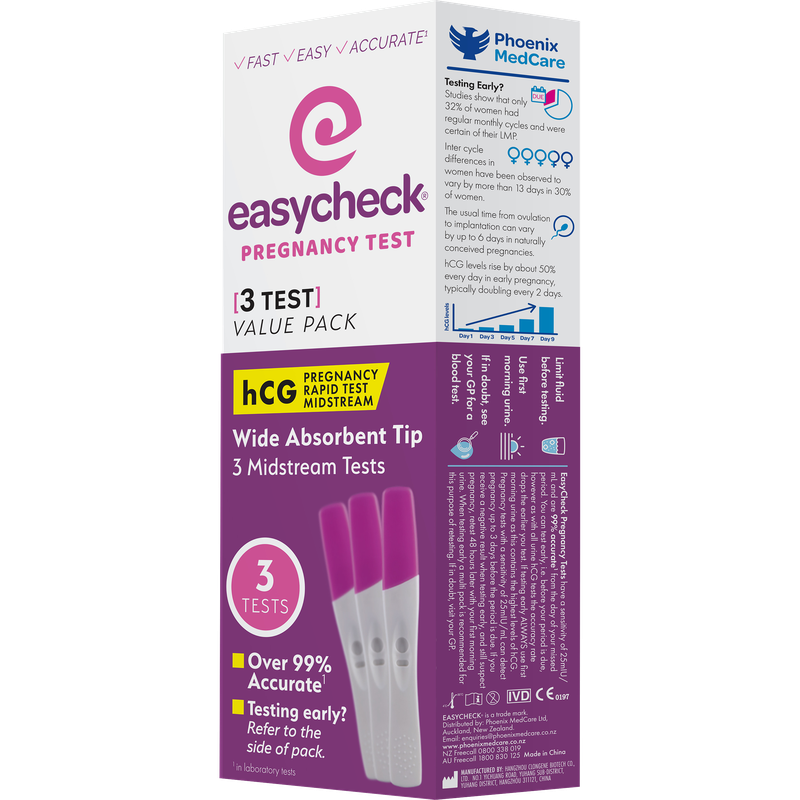 EasyCheck Pregnancy Test Midstream 3s