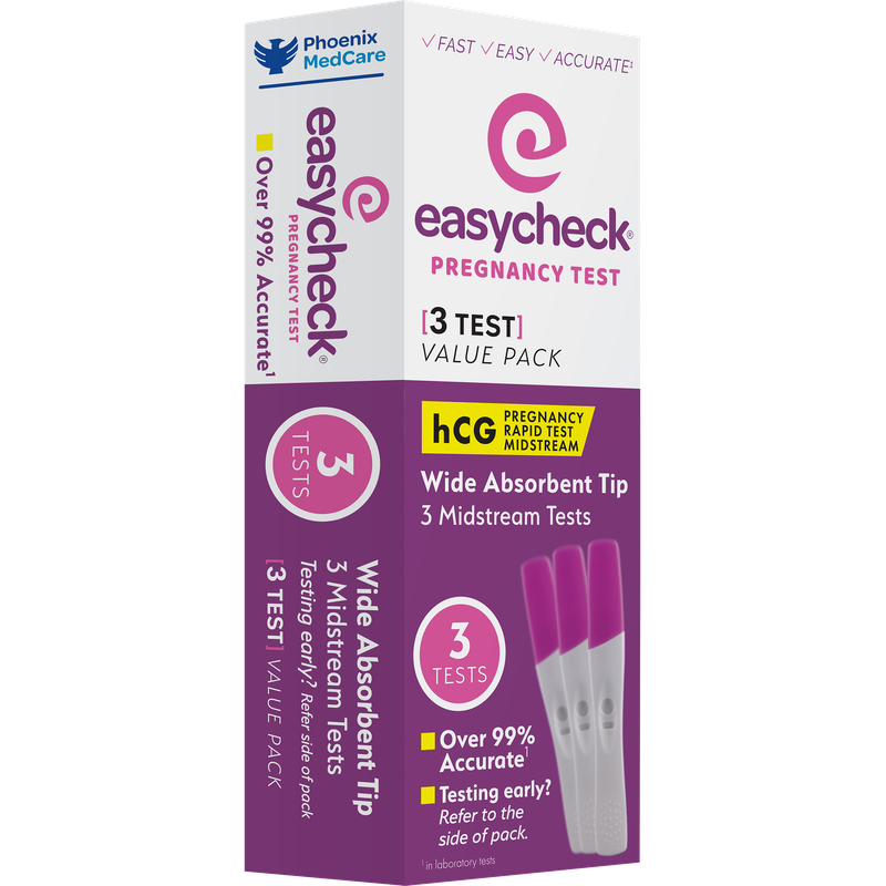 EasyCheck Pregnancy Test Midstream 3s