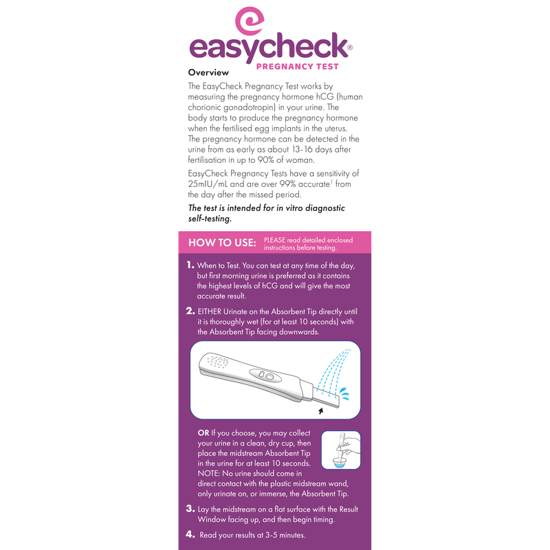 EasyCheck Pregnancy Test Midstream 3s