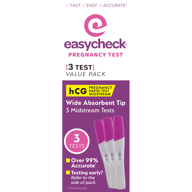 EasyCheck Pregnancy Test Midstream 3s