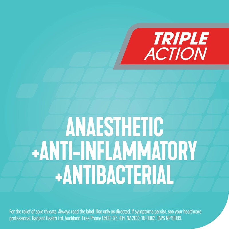 Difflam Plus Anaesthetic + Antibacterial + Anti-Inflammatory Sore Throat Triple Action Eucalyptus & Menthol Lozenges 16s