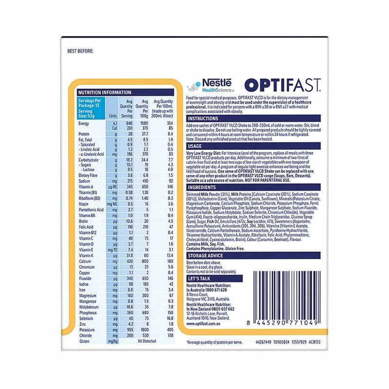 Optifast Optifast VLCD Shake Sachets Banana 12pk 20030620