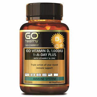 GO Healthy GO Healthy GO Vitamin D3 1,000IU Plus Vitamin C & Zinc VegeCapsules 60s 20010902